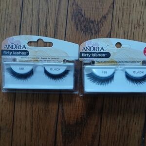 (2) Andrea Flirty Lashes. Black w/Royal Blue Glitter Designs. #188 New!